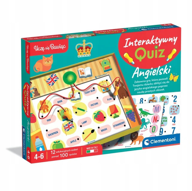 Uczę Się Bawiąc Interaktywny Quiz ANGIELSKI Clementoni 4+ 50943