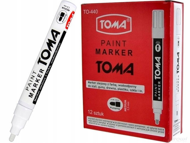 Marker olejowy gruby Toma TO-440 biały x 6 szt