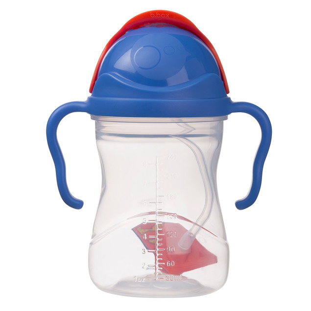 B.box Kubek ze Słomką 240 ml Superman – Niekapek z Obciążoną Słomką