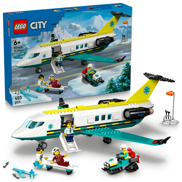 LEGO City 60465 Samolot Pogotowia Ratunkowego z Mobilnym Laboratorium i Skuterem Śnieżnym