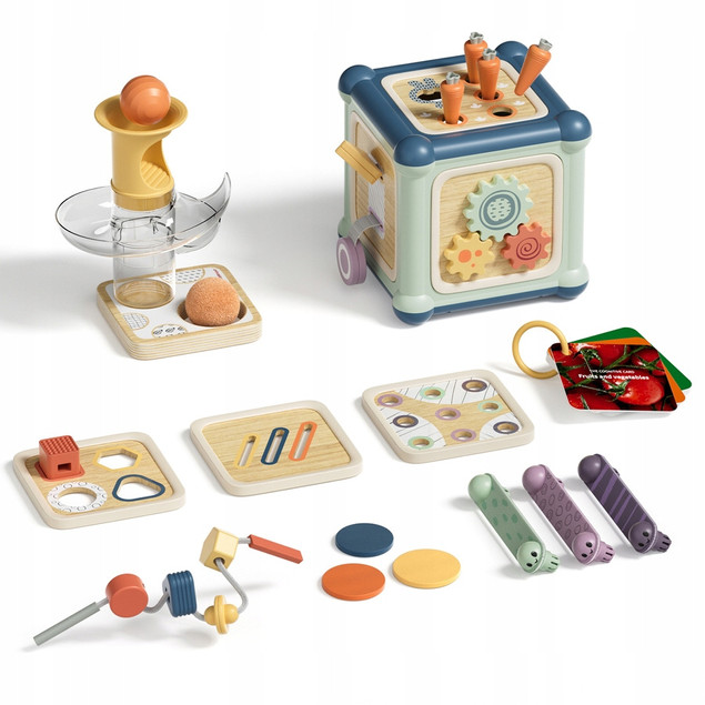 Kostka Edukacyjna Topbright Drewniana Wielofunkcyjna 10w1 Multicolor 12m+