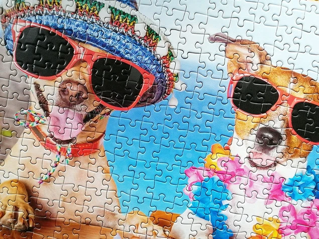 Rodzina układająca puzzle Tactic - wspólna rozrywka