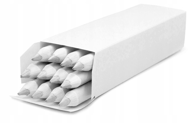 Kredki Grube Trójkątne Białe Biały W Oprawie Drewnianej 12 Sztuk Bambino