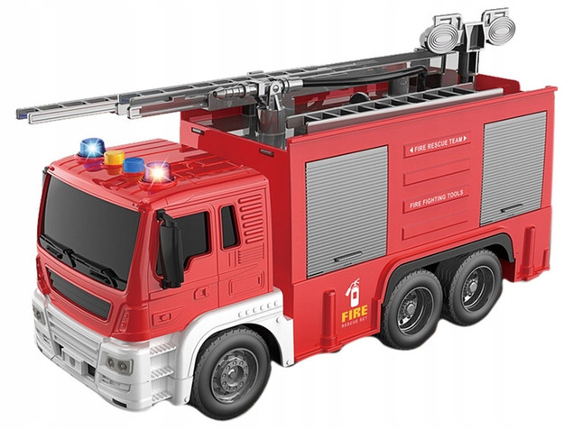 Jan Sheng Toys Straż Pożarna z Drabiną i Armatką Wodną 1:16 Światło Dźwięk