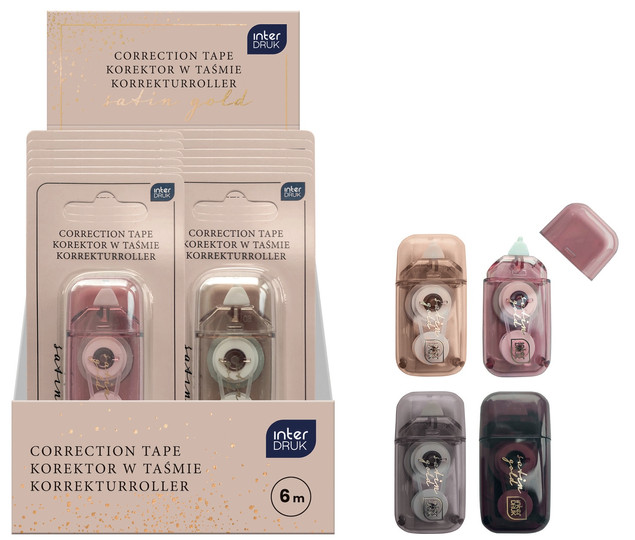 Korektor w taśmie myszka szkolny biurowy mini 6m Satin Gold Interdruk