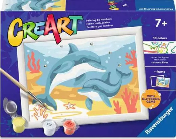 RAVENSBURGER CreArt Skaczące delfiny (z błyszczącymi kamieniami)