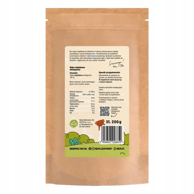 Bio Mąka Migdałowa 200 g HELPA ekologiczna_3