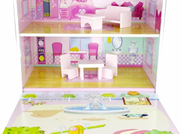 Duży DREWNIANY DOMEK DLA LALEK Mebelki NORIMPEX