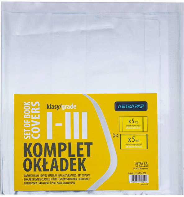 Komplet okładek do podręczników I-III AstraPap 10 sztuk