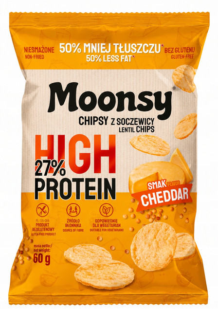 Moonsy Chipsy soczewicowe Cheddar 60 g x5