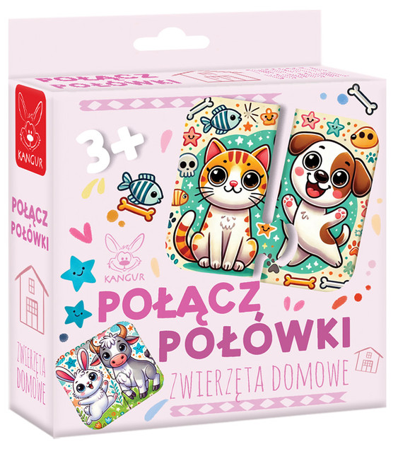 Puzzle Kangur Połącz Połówki Zwierzęta Domowe 12 el. Układanka Edukacyjna 3+