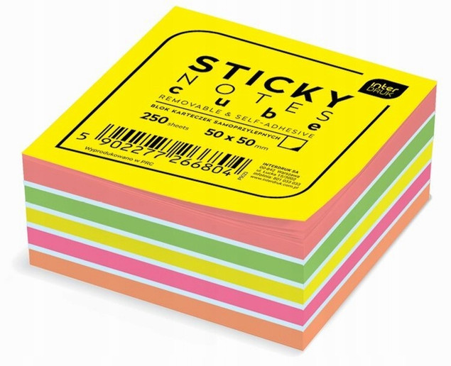 Karteczki samoprzylepne notes 250 karteczek bloczek 50x50 Interdruk