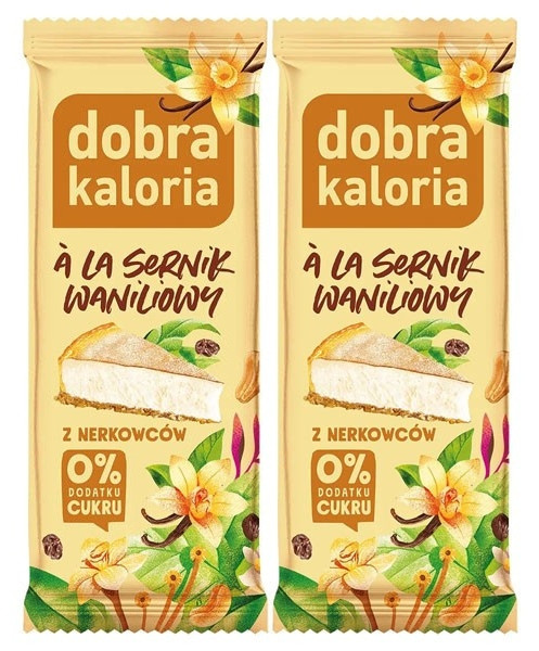 2x Zdrowy Baton Sernik WANILIOWY z Nerkowców Błonnik 0 Cukru Dobra Kaloria