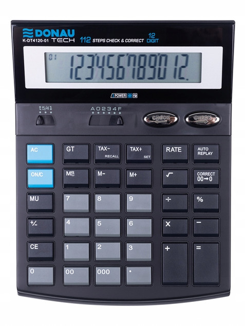 Kalkulator biurowy DONAU TECH K-DT4120-01 czarny 12 cyfr