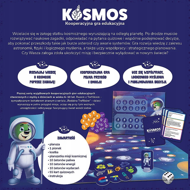 Gra planszowa kooperacyjna gra edukacyjna Kosmos: Rodzina Treflików Trefl