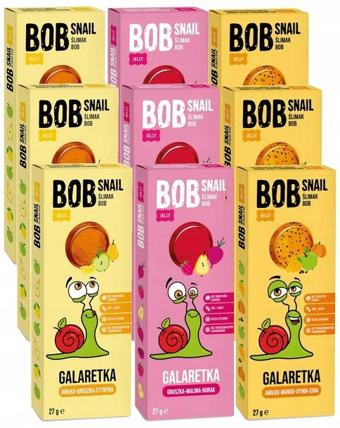 BOB SNAIL Jellies Galaretka ZESTAW 9x 27g MIX SMAKÓW Naturalna Przekąska
