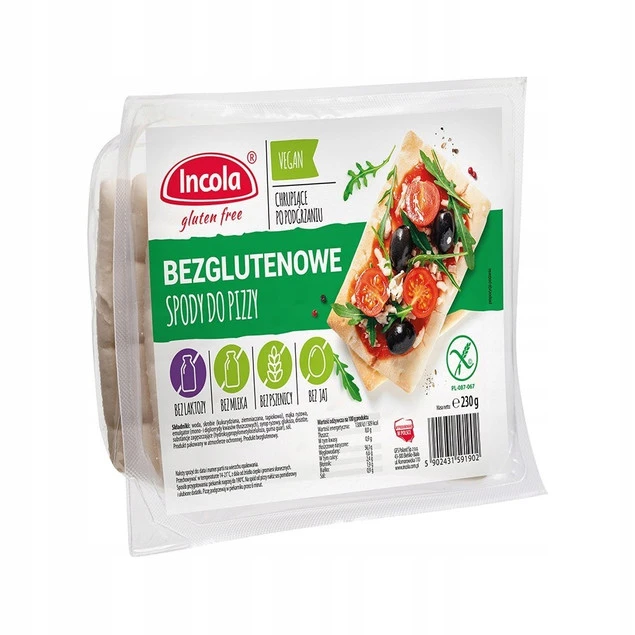 Bezglutenowe spody do pizzy Incola 230g - opakowanie
