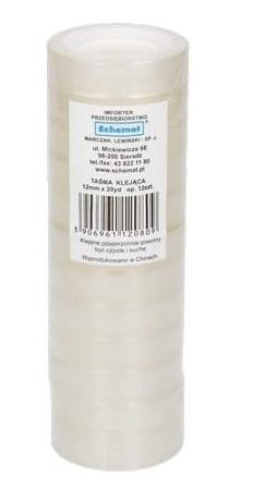 TAŚMA KLEJĄCA 12MM x 20YD JEDNOSTRONNA MOCNA PRZEZROCZYSTA WYTRZYMAŁA 12SZT