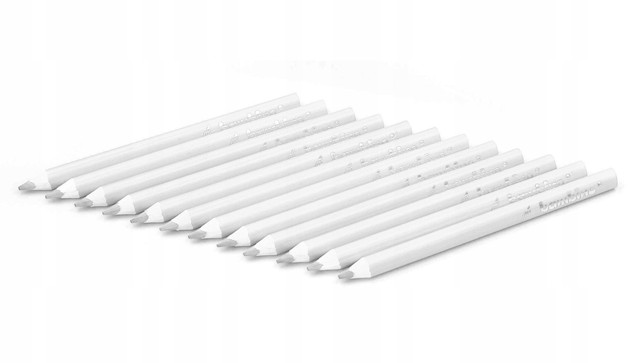 Kredki Grube Trójkątne Białe Biały W Oprawie Drewnianej 12 Sztuk Bambino