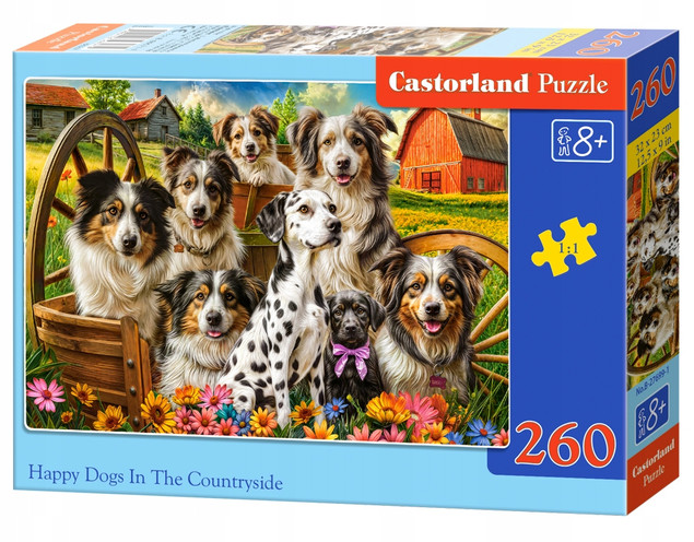 PUZZLE 260 UKŁADANKA ZWIERZĘTA PSY PIESKI ZAGRODA FARMA WIEŚ 8+ CASTOR