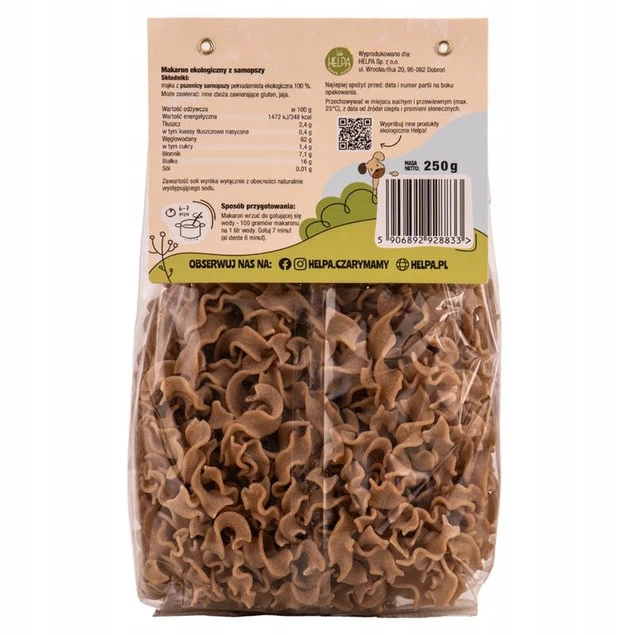 Bio Makaron Pełnoziarnisty z Samopszy Fala 250 g_3