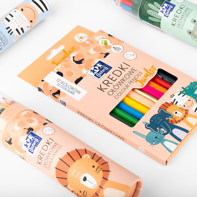 Kredki Ołówkowe Oxford Kids Jumbo Trójkątne 12 Kolorów