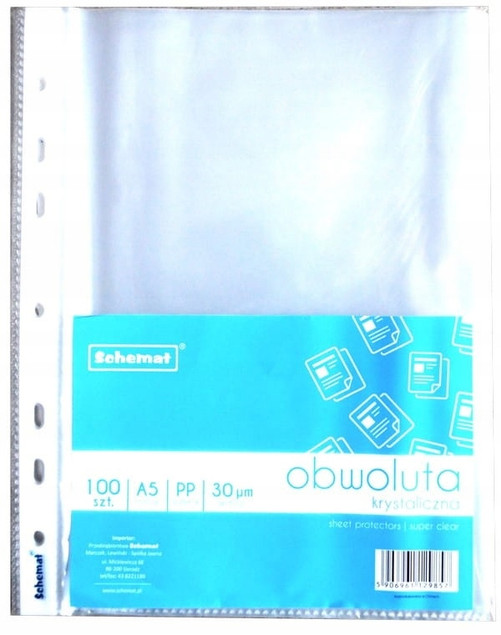 OBWOLUTA KOSZULKA NA DOKUMENTY GRUBOŚĆ 30 MIC FORMAT A5 100SZT SCHEMAT