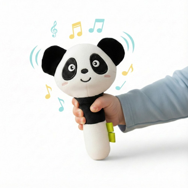 Przytulanka Piszczałka PANDA Sensoryczna Bezpieczna dla Niemowląt 0m+