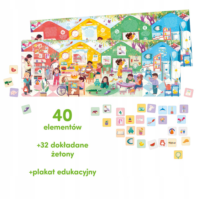 Puzzle Co Robimy w Przedszkolu CzuCzu 40 elem. + Plakat, Karty Detali | dla Dzieci 3+