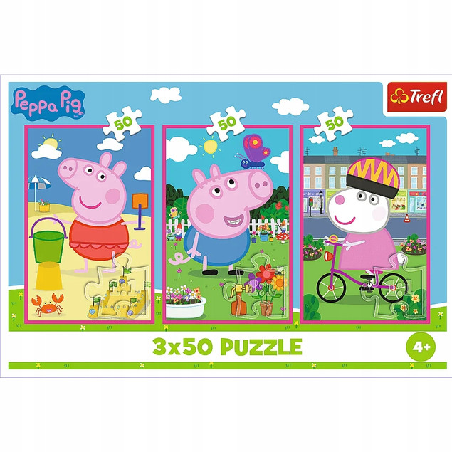 Puzzle Świnka Peppa 3 x 50 elementów 34877 Siła przyjaźni Trefl 3w1 4+