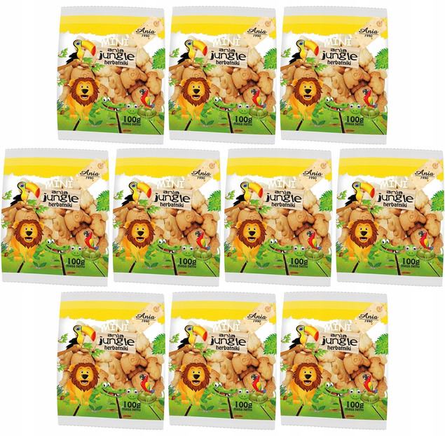 Herbatniki Mini Jungle ZOO bez cukru – Bio Ania, 10x 100g