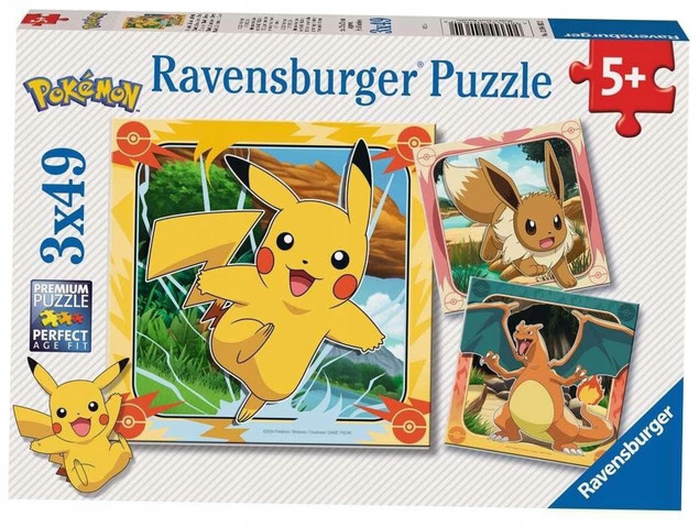 Puzzle Ravensburger 3 elementów Puzzle 3x49 elementów. Pokemon