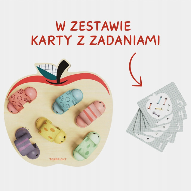 TOPBRIGHT Robaczki w Jabłku 18m+ | Gra Logiczna Drewniana Zabawka Edukacyjna