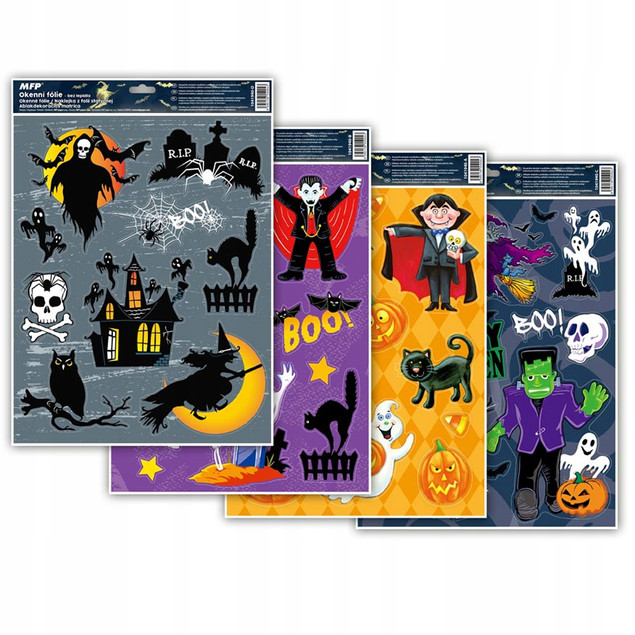 NAKLEJKA OKIENNA HALLOWEEN BROKAT 30x42cm MIX 1szt