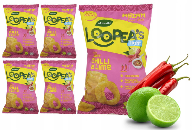 Chrupki o Smaku SWEET CHILLI & LIME Loopea's 50g x5