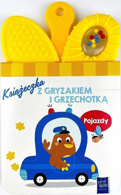 Książeczka z gryzakiem i grzechotką. Pojazdy