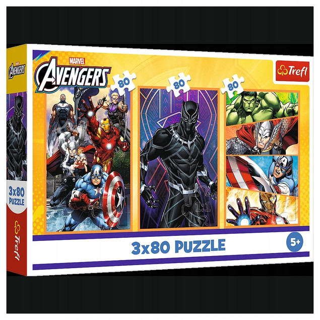 Puzzle Trefl Avengers Dni pełne akcji + 3x80 el.