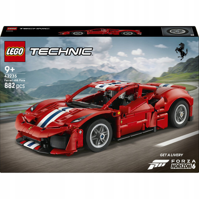 LEGO Technic 42235 Ferrari 488 Pista – model samochodu 882 elementy, 9+
