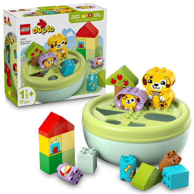 LEGO DUPLO 10441 Sorter Kształtów Domek Piesków – Zabawka Edukacyjna dla Maluchów
