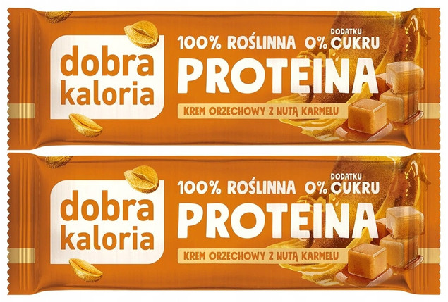 2x Naturalny Baton Proteinowy ORZECHOWY z Nutą KARMELU Dobra Kaloria