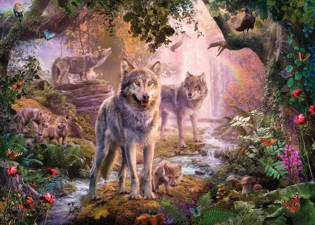 Puzzle 1000 Układanka Las WILKI W Lecie Lato Wilk Krajobraz 8+ Ravensburger