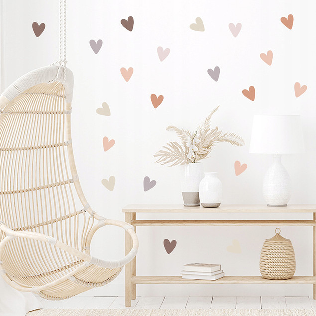 Naklejki na Ścianę dla Dziecka Serca Kolorowe Boho na Sufit Meble