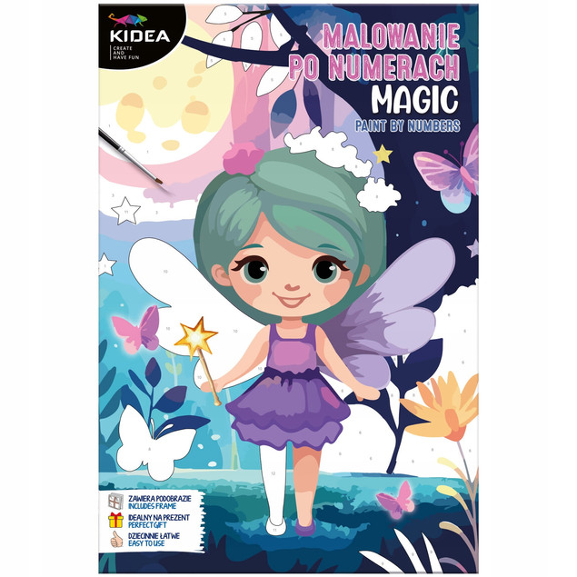KIDEA Malowanie Po Numerach Dla Dzieci WRÓŻKI Farby Obraz 30x20cm