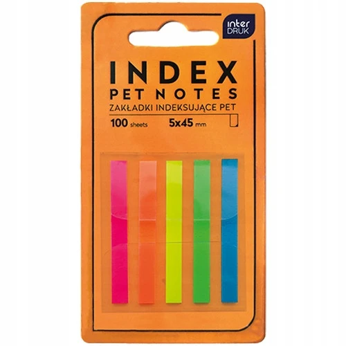 Zakładki indeksujące Interdruk 100 kartek neonowe PET