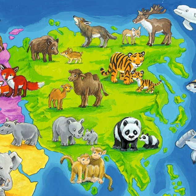 Puzzle Ravensburger 30 elementów Mapa Świata Zwierząt