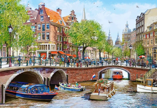 Puzzle Castorland 1000 elementów Kanały amsterdamskie