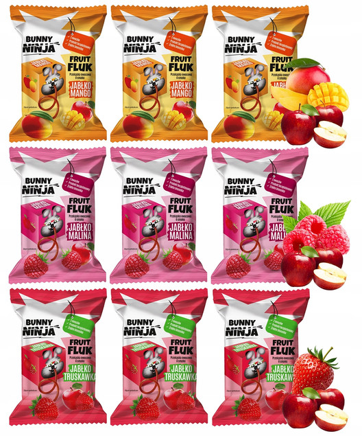 BUNNY NINJA Przekąska Owocowa MIX SMAKÓW Fruit Fluk 15g x9