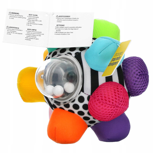 SASSY SENSORYCZNA PIŁKA Z GRZECHOTKĄ Bumpy Ball 6M+