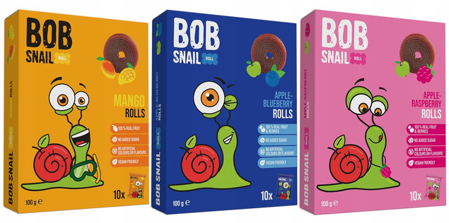 ŚLIMAK BOB SNAIL Przekąska Mix MANGO MALINA BORÓWKA 100gx3
