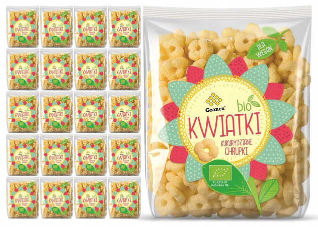 GRANEX Chrupki Kukurydziane Naturalne Misie Kwiatki BIO EKO 80g x21